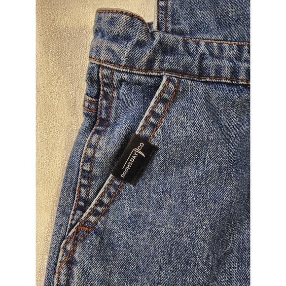 Doomsday Co UK Blue Denim Short Overalls Romper Sz XS 4" Inseam Streetwear - Picture 7 of 13